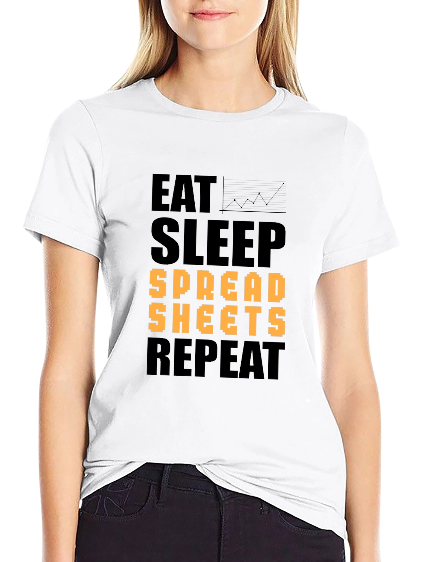 Eat Sleep Spreadsheets Repeat Black T-Shirt
