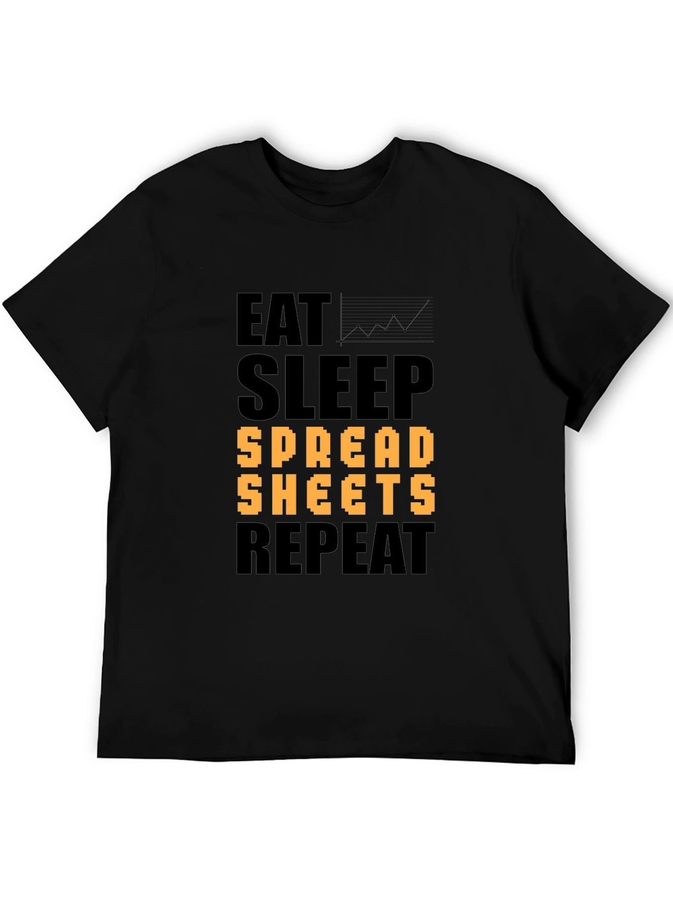 Eat Sleep Spreadsheets Repeat Black T-Shirt
