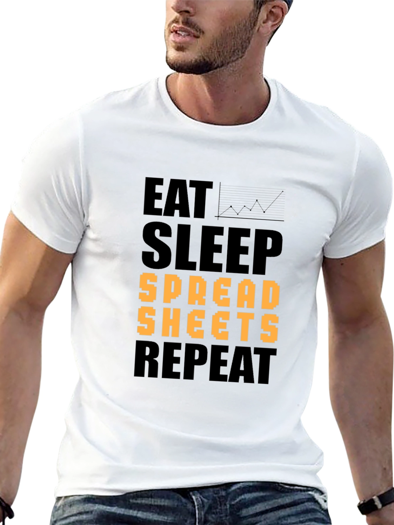 Eat Sleep Spreadsheets Repeat Black T-Shirt