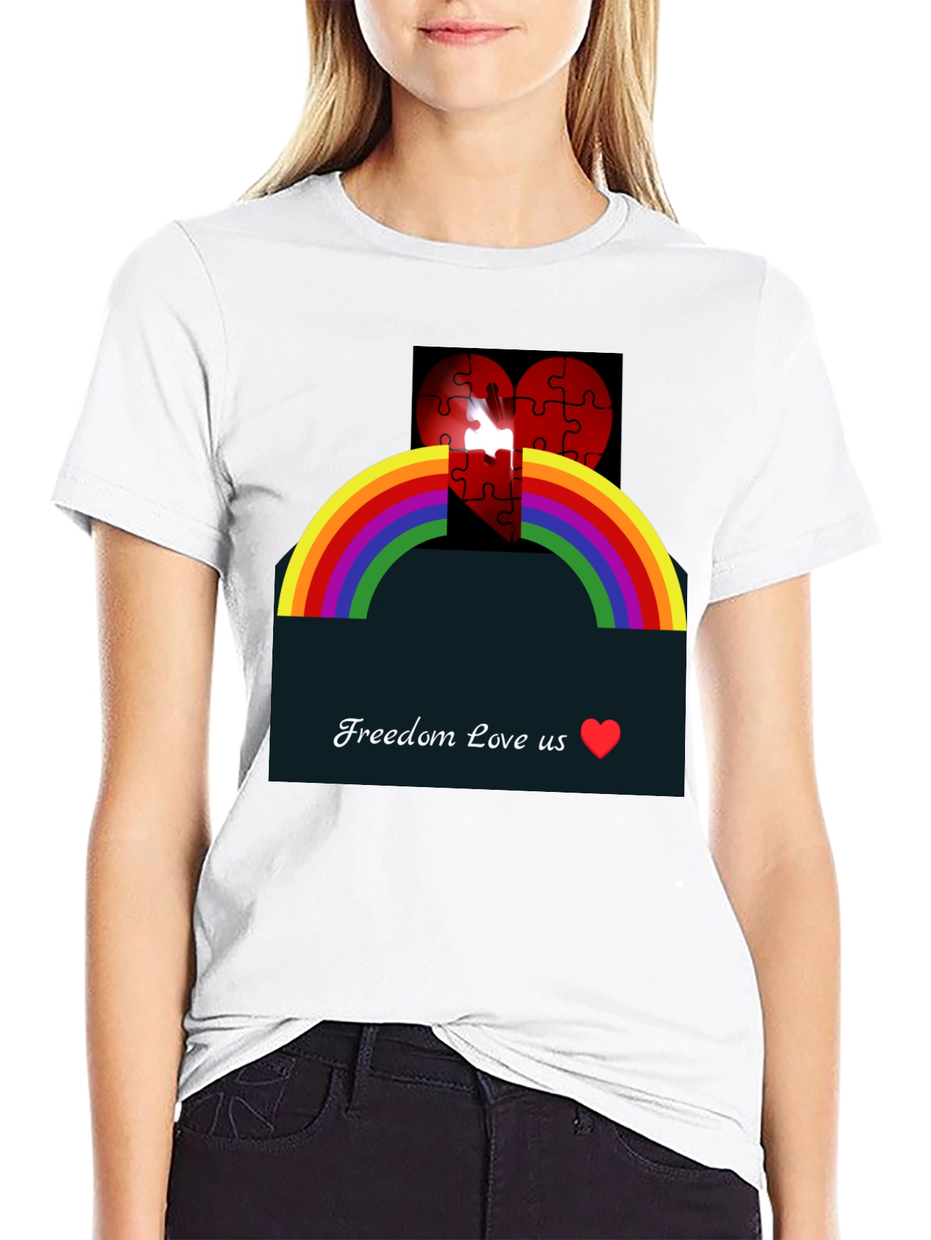 Rainbow Love Heart Graphic Tee