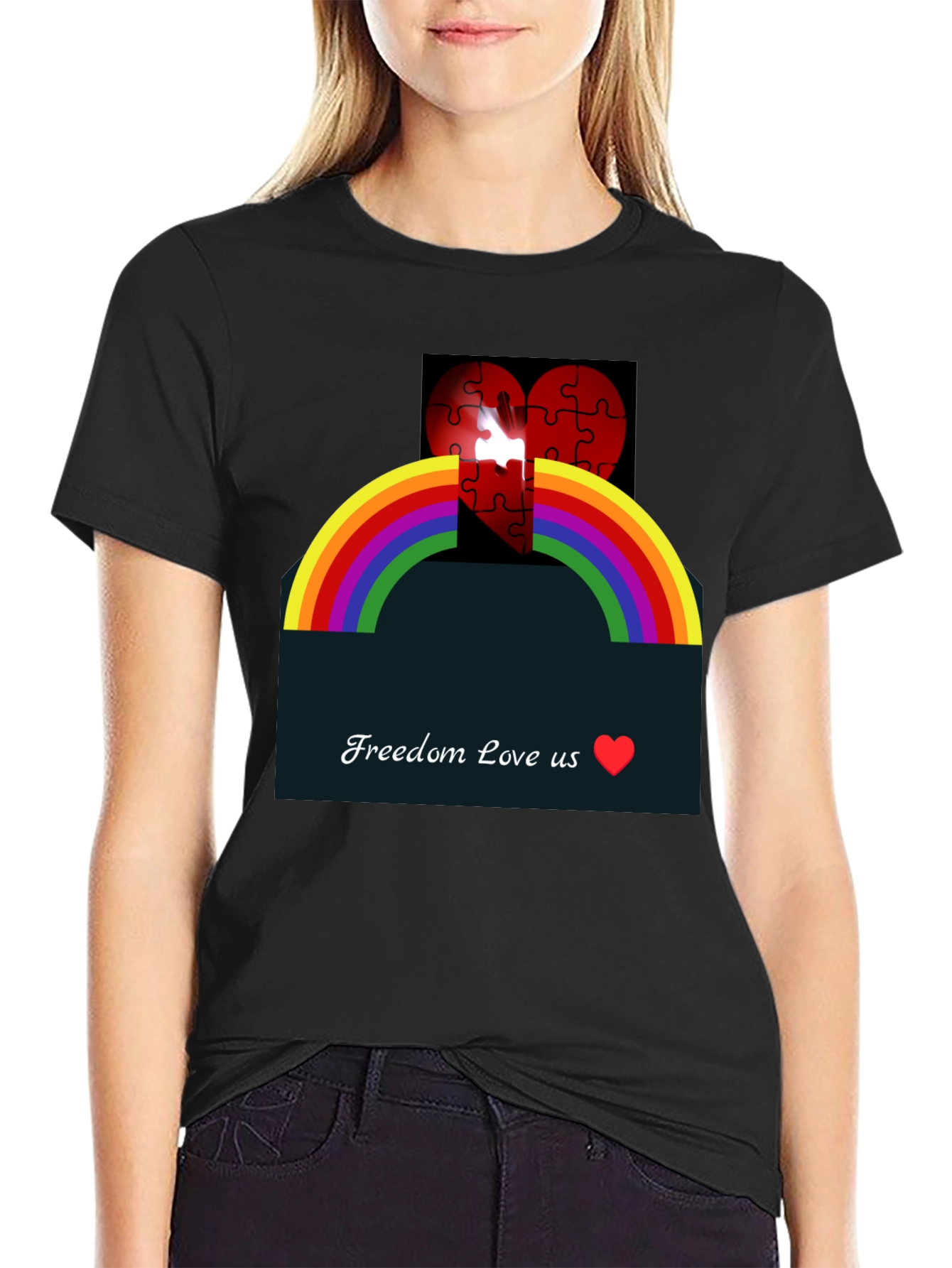 Rainbow Love Heart Graphic Tee