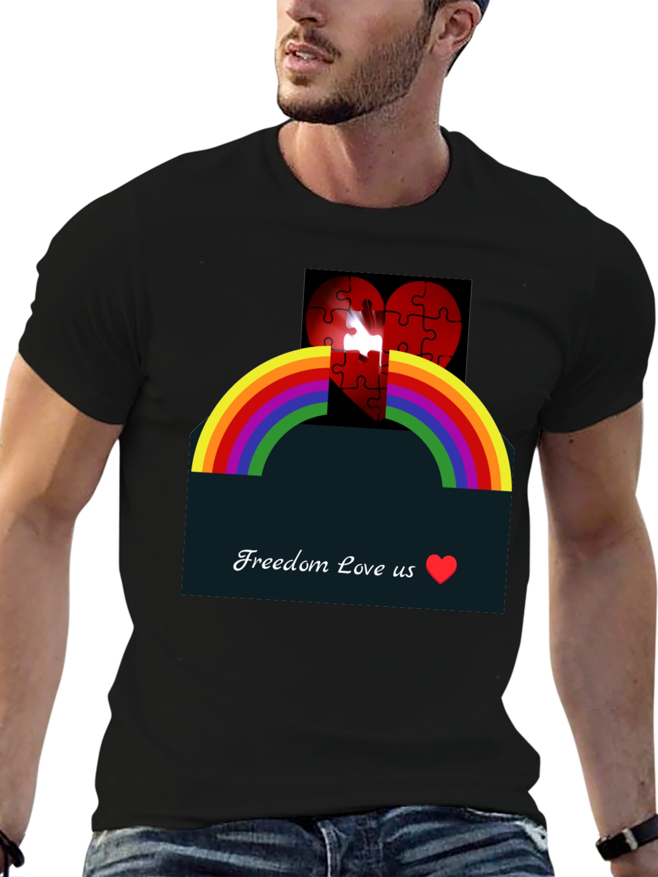 Rainbow Love Heart Graphic Tee