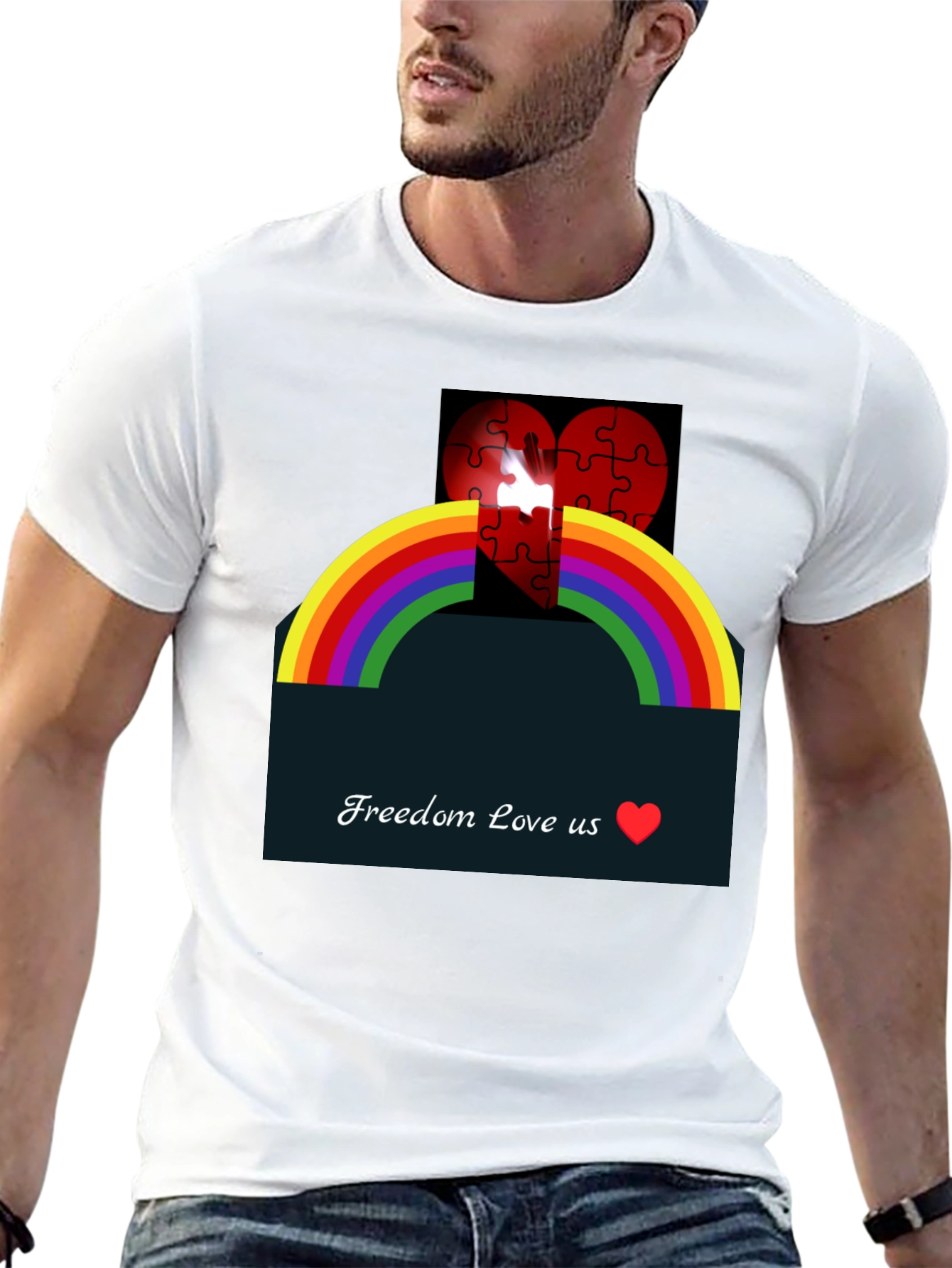 Rainbow Love Heart Graphic Tee