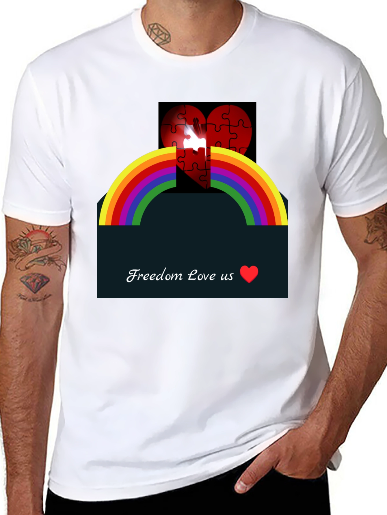 Rainbow Love Heart Graphic Tee