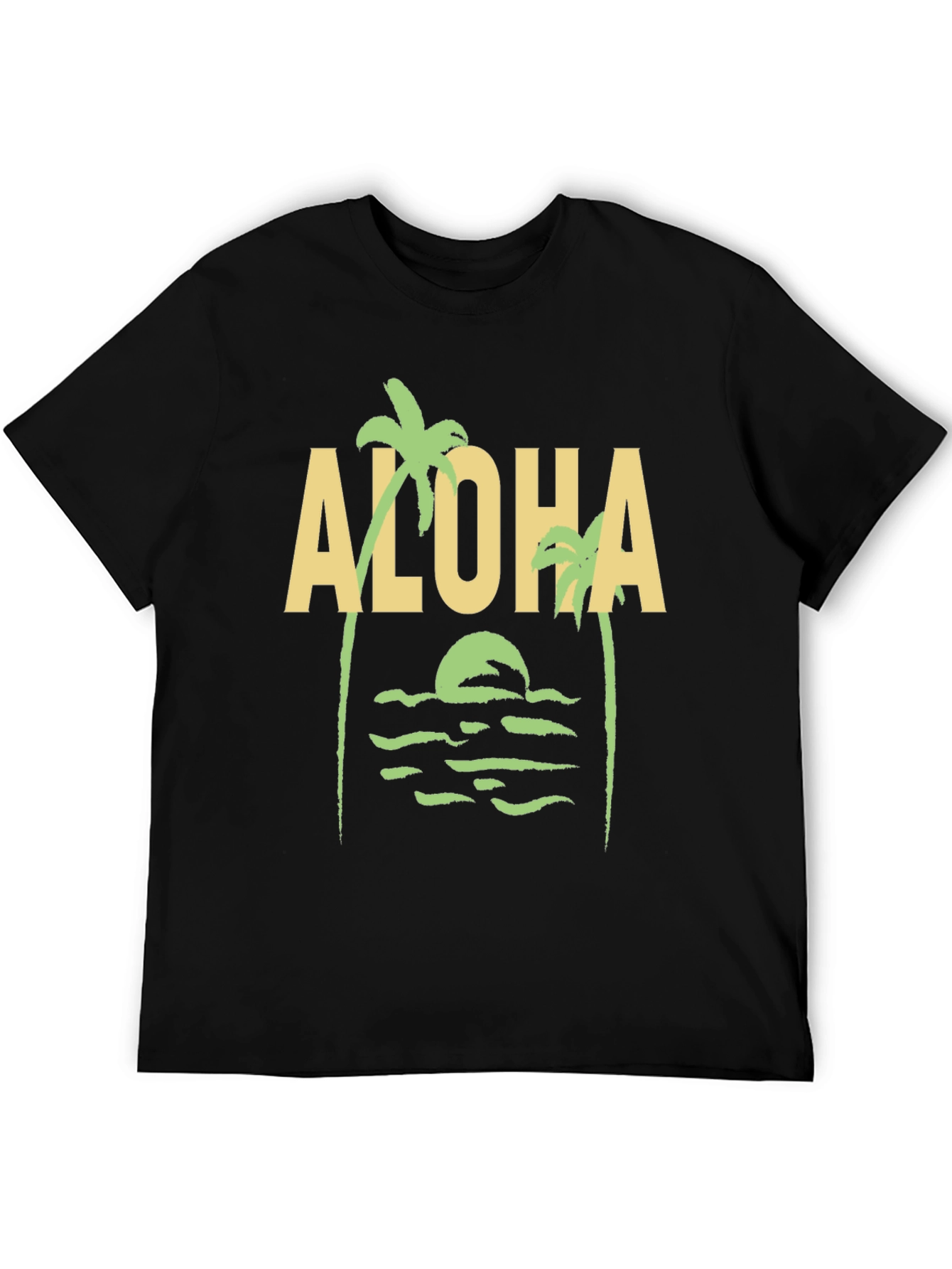 Aloha Palm Tree Graphic Tee - Black