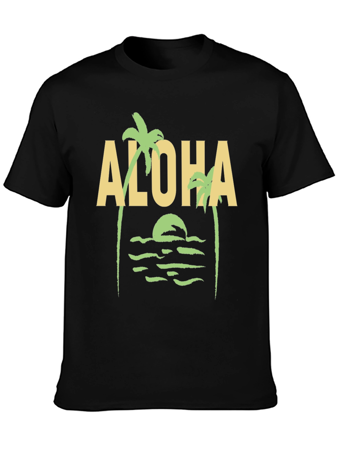 Aloha Palm Tree Graphic Tee - Black