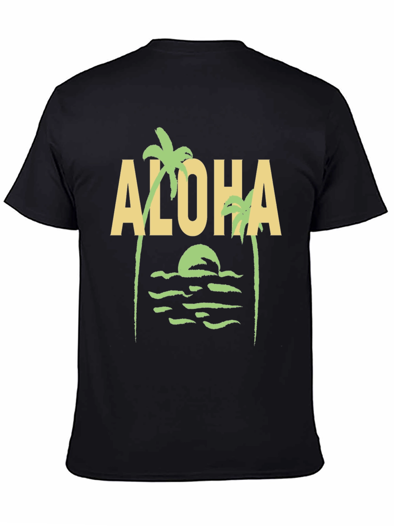Aloha Palm Tree Graphic Tee - Black