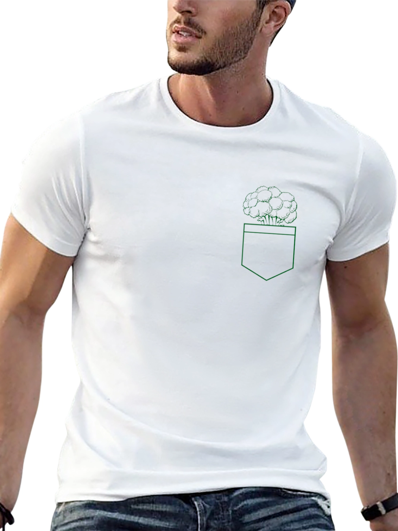 Brainy Broccoli Pocket Tee - Quirky Graphic T-Shirt