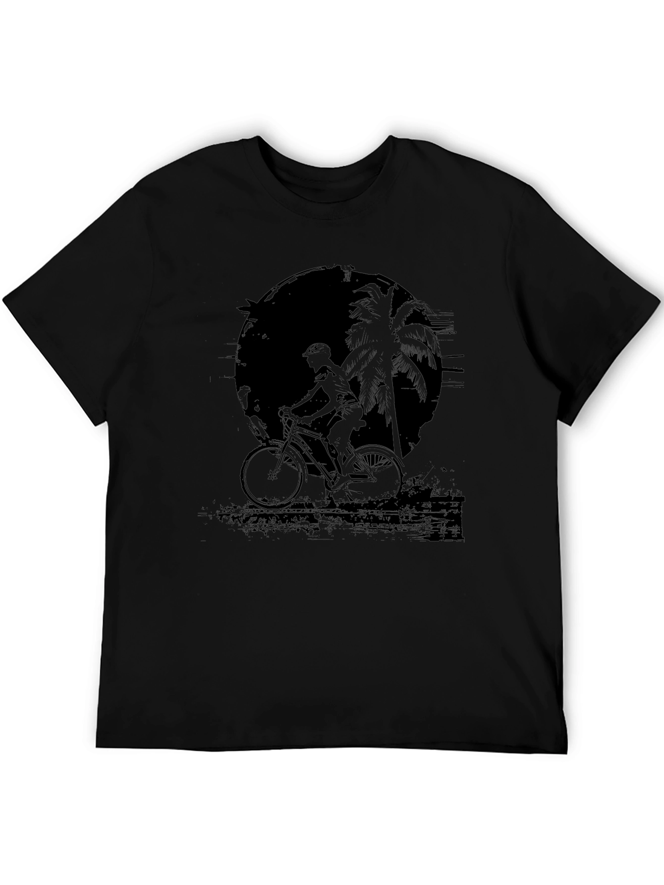 Black Bike Rider Palm Tree Graphic Tee