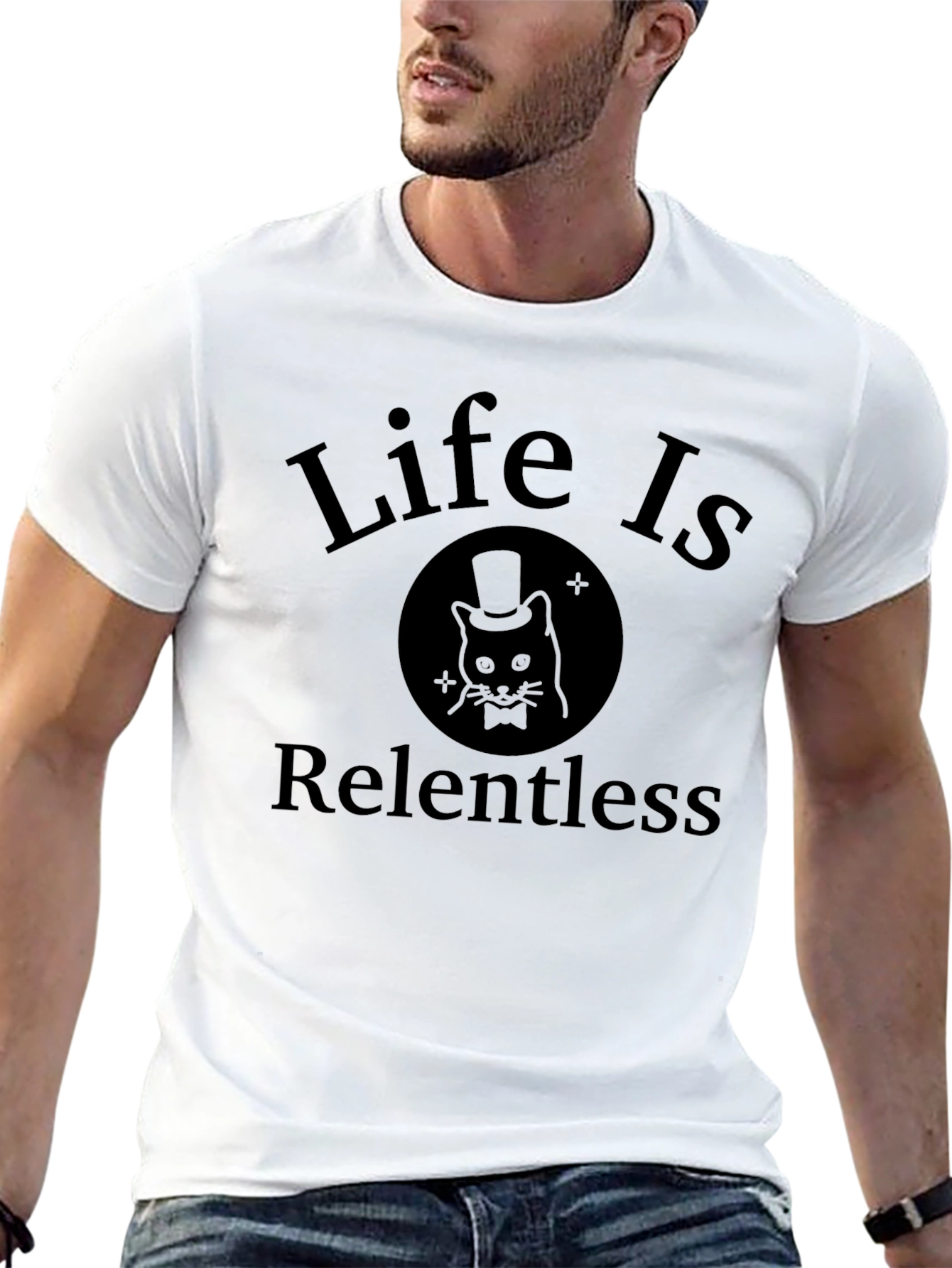 Life Is Relentless Black Graphic T-Shirt