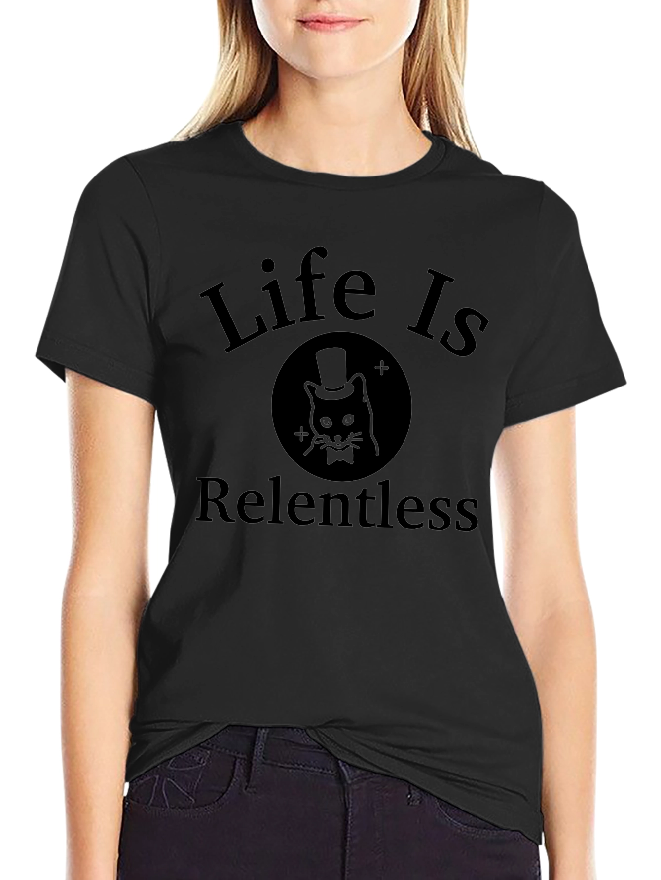 Life Is Relentless Black Graphic T-Shirt