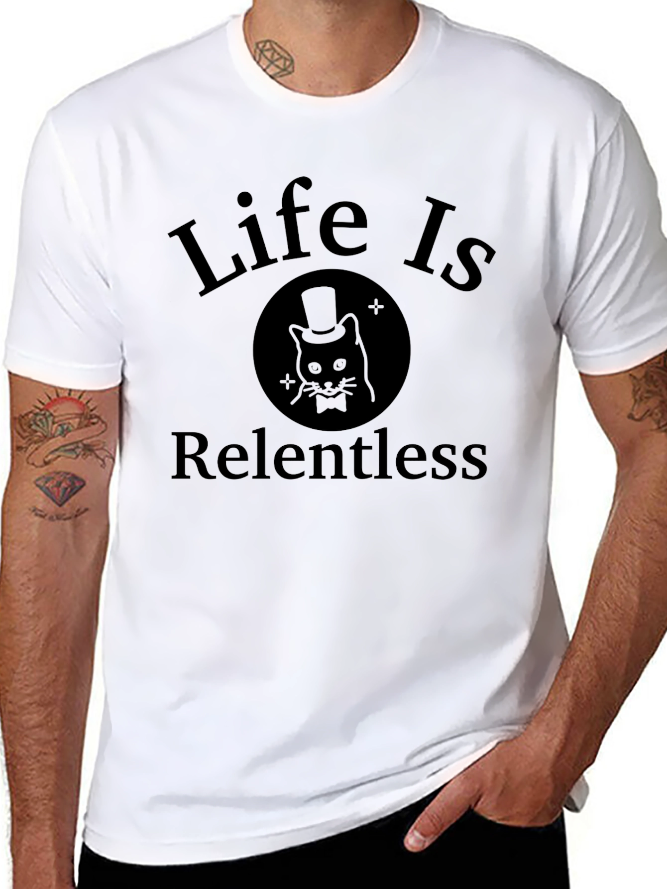 Life Is Relentless Black Graphic T-Shirt