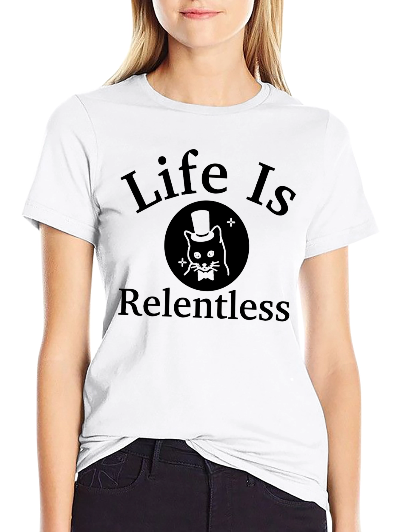 Life Is Relentless Black Graphic T-Shirt