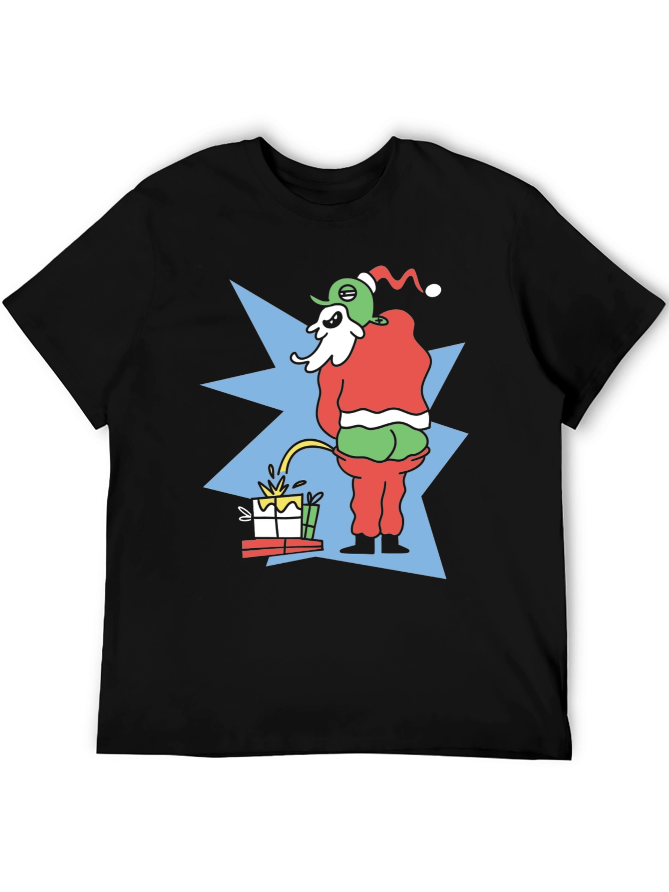 Grinch Peeing on Gifts Graphic T-Shirt Funny Christmas