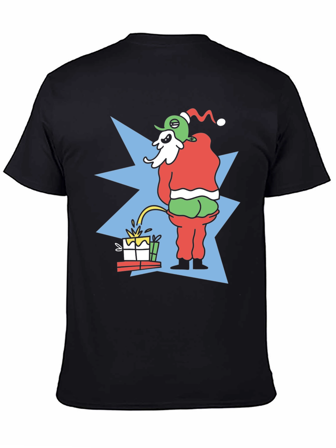 Grinch Peeing on Gifts Graphic T-Shirt Funny Christmas