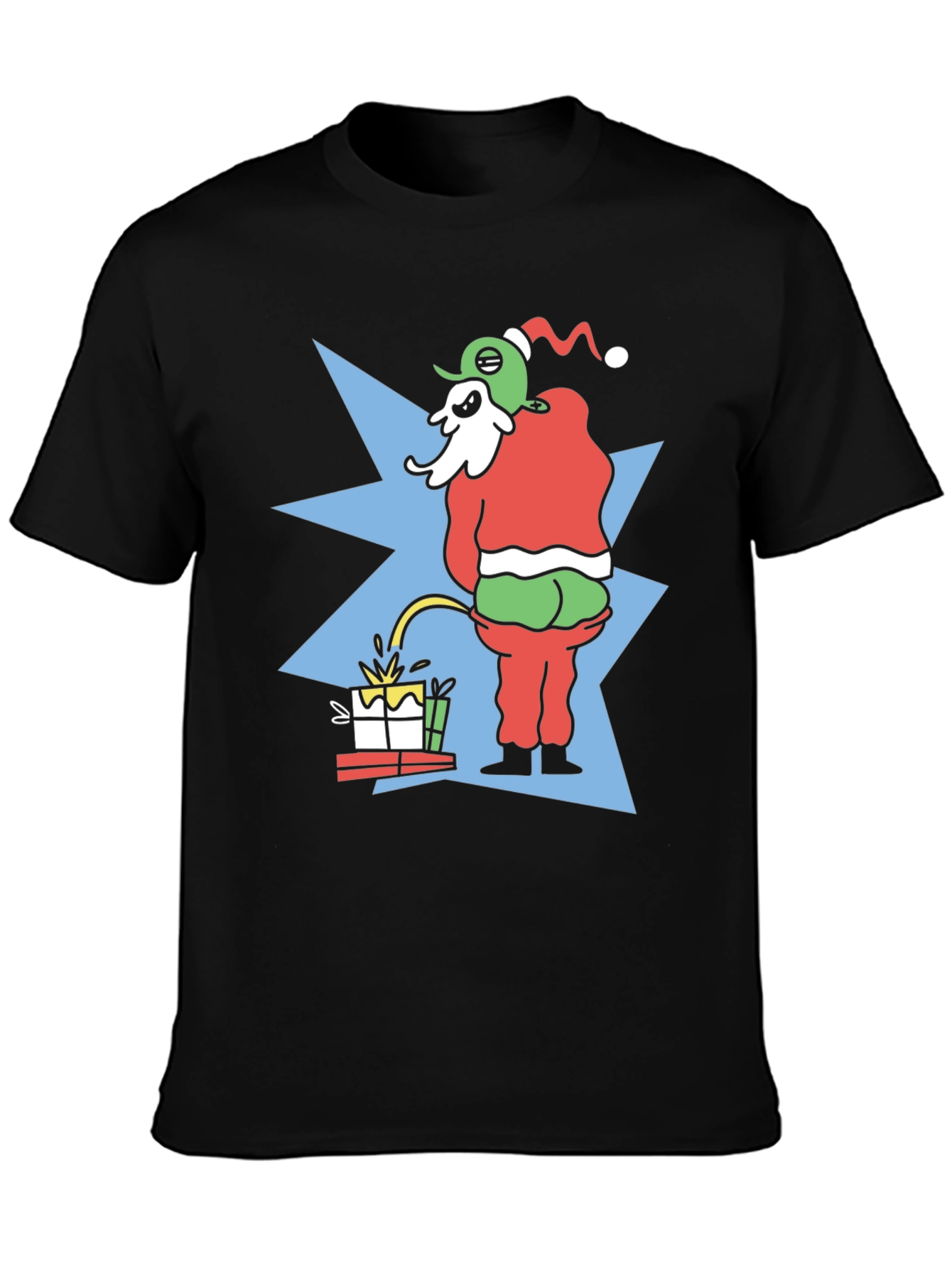 Grinch Peeing on Gifts Graphic T-Shirt Funny Christmas