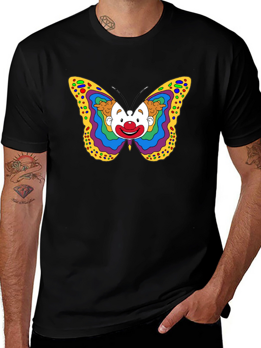 Clown Butterfly Graphic Tee - Unique Art T-Shirt