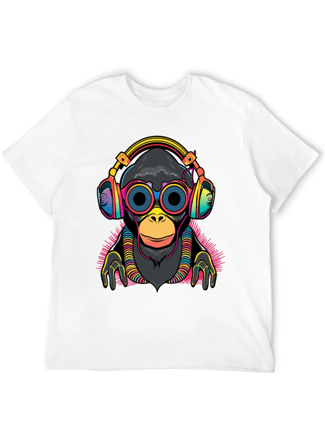 DJ Monkey Graphic Tee - Black Cotton T-Shirt