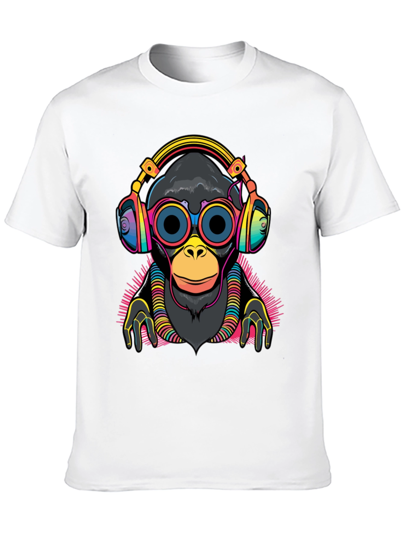 DJ Monkey Graphic Tee - Black Cotton T-Shirt