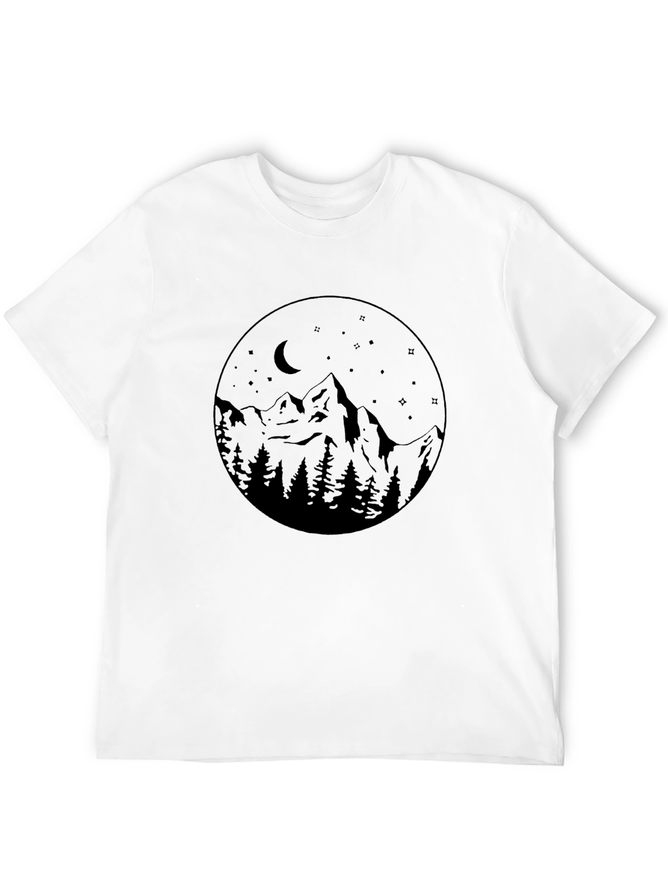 Mountain Moon Graphic Tee - Black Cotton Blend