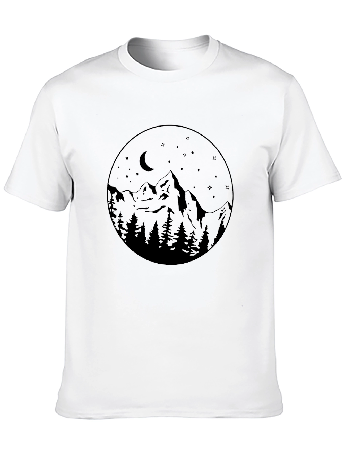Mountain Moon Graphic Tee - Black Cotton Blend