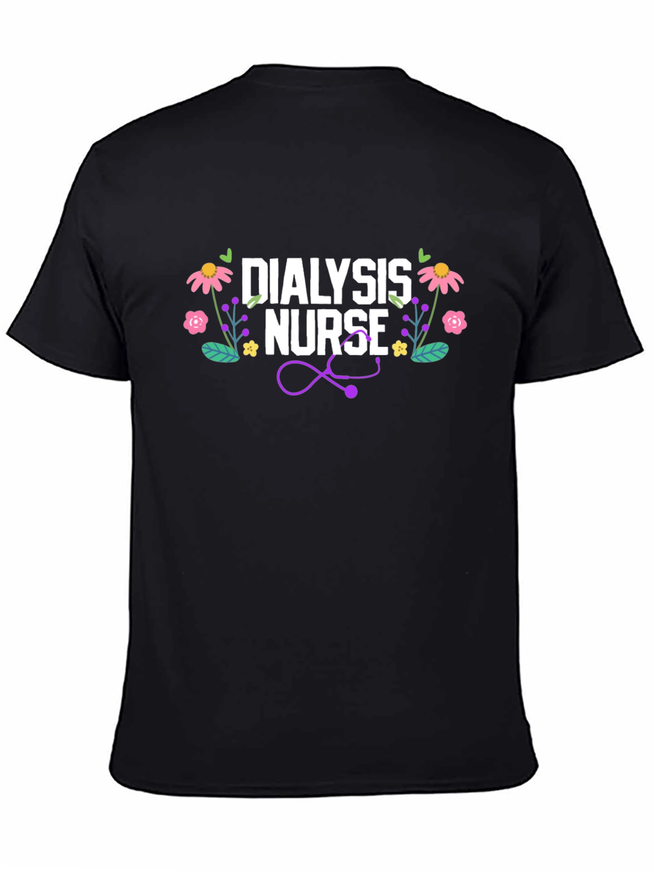 Dialysis Nurse Floral Stethoscope T-Shirt