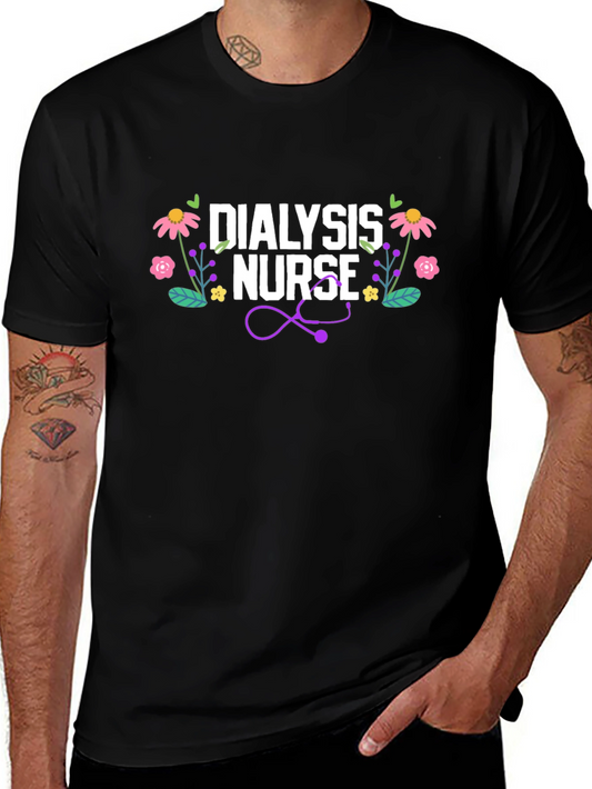 Dialysis Nurse Floral Stethoscope T-Shirt