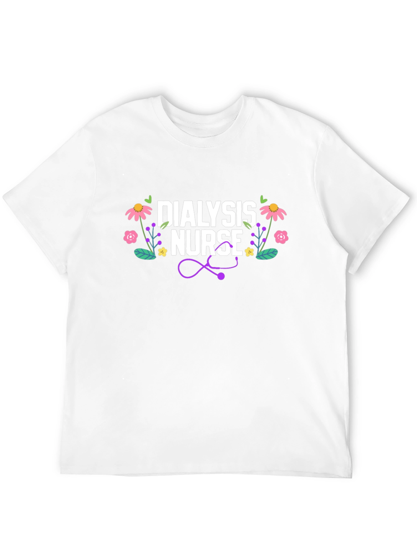 Dialysis Nurse Floral Stethoscope T-Shirt