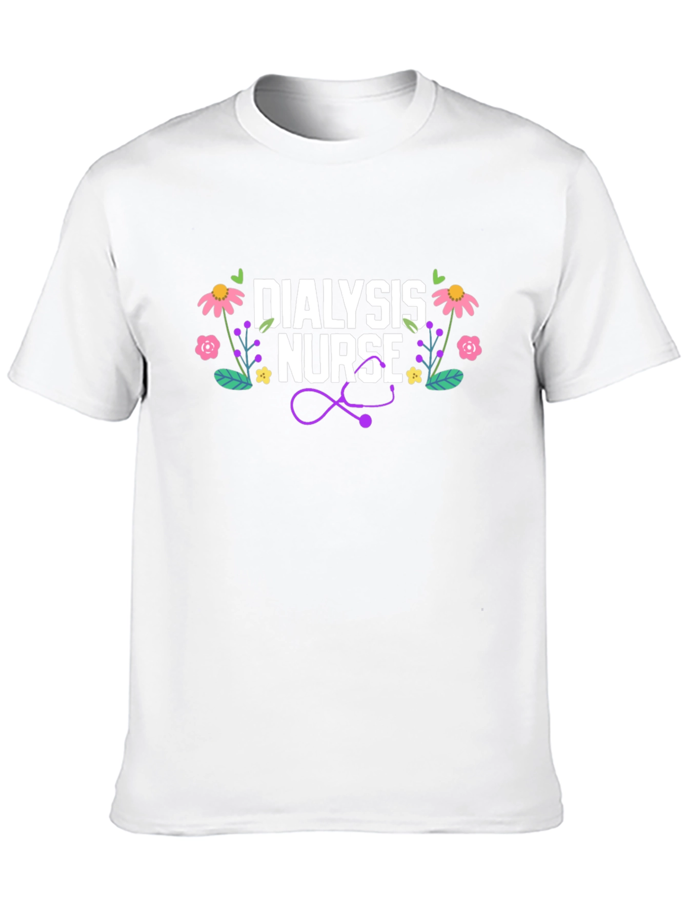 Dialysis Nurse Floral Stethoscope T-Shirt