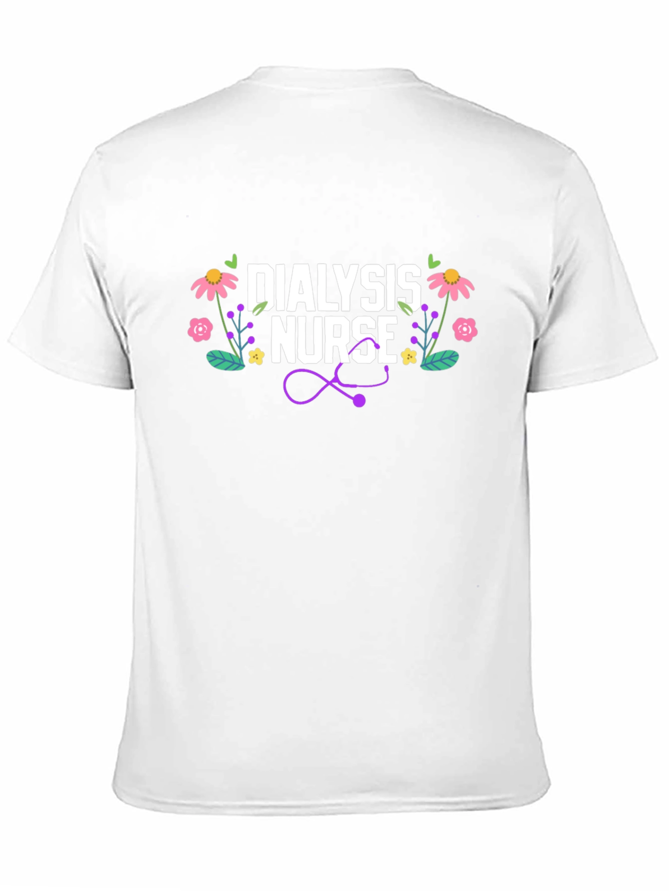 Dialysis Nurse Floral Stethoscope T-Shirt