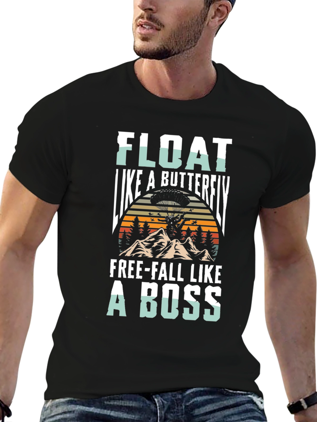 Float Like A Butterfly Mens Black T-Shirt