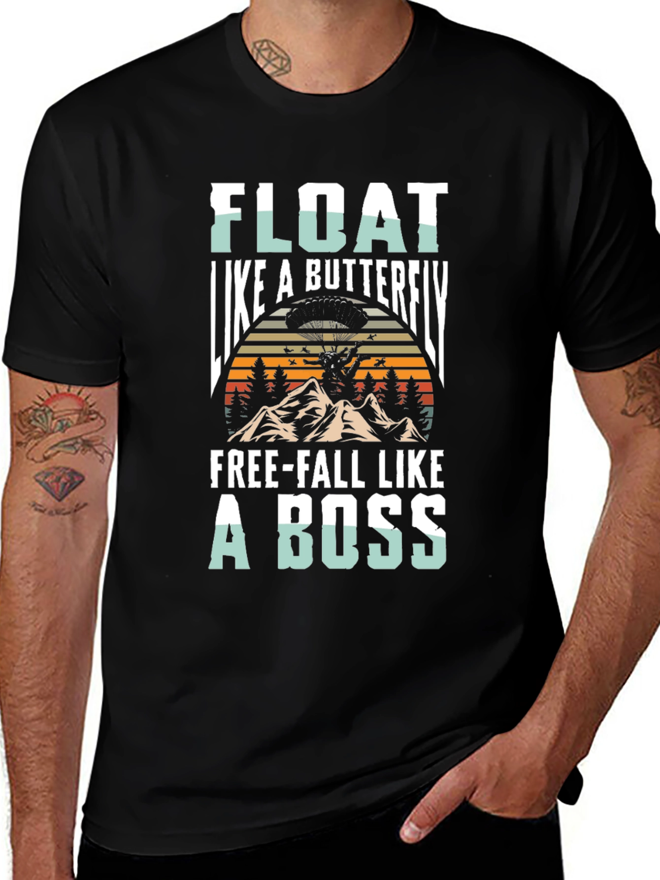 Float Like A Butterfly Mens Black T-Shirt