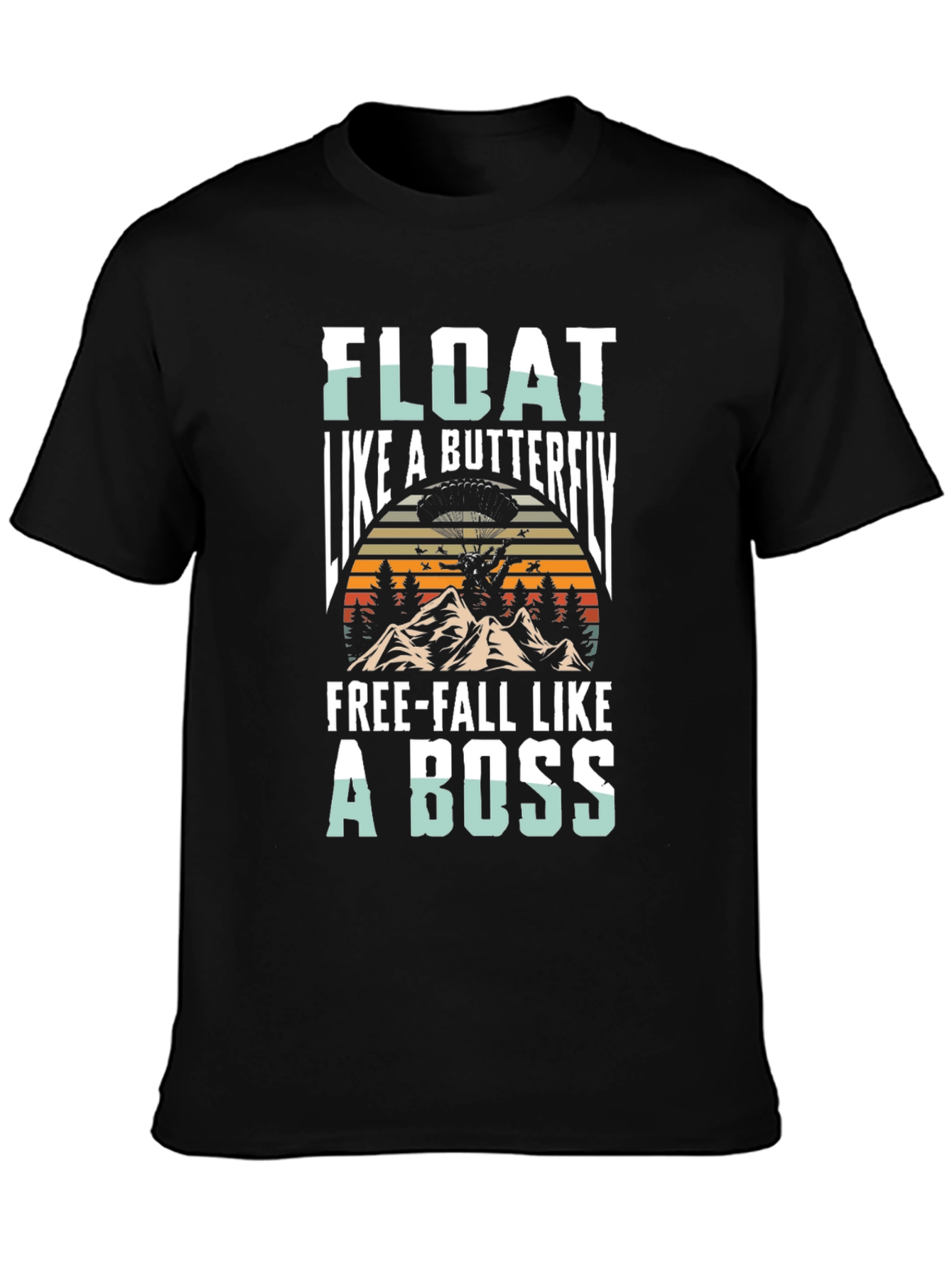 Float Like A Butterfly Mens Black T-Shirt