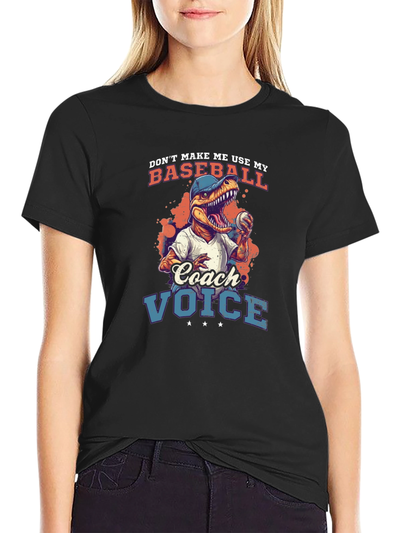 Dino Baseball Coach T-Shirt - Funny Graphic Tee