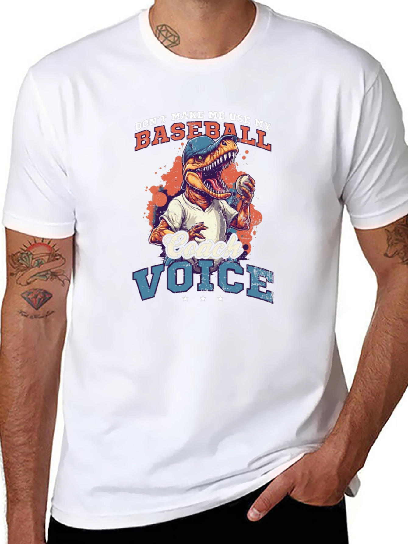 Dino Baseball Coach T-Shirt - Funny Graphic Tee