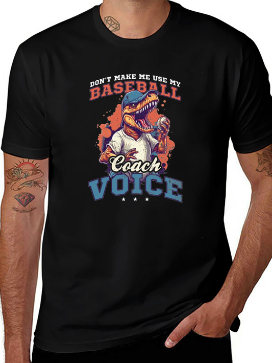 Dino Baseball Coach T-Shirt - Funny Graphic Tee