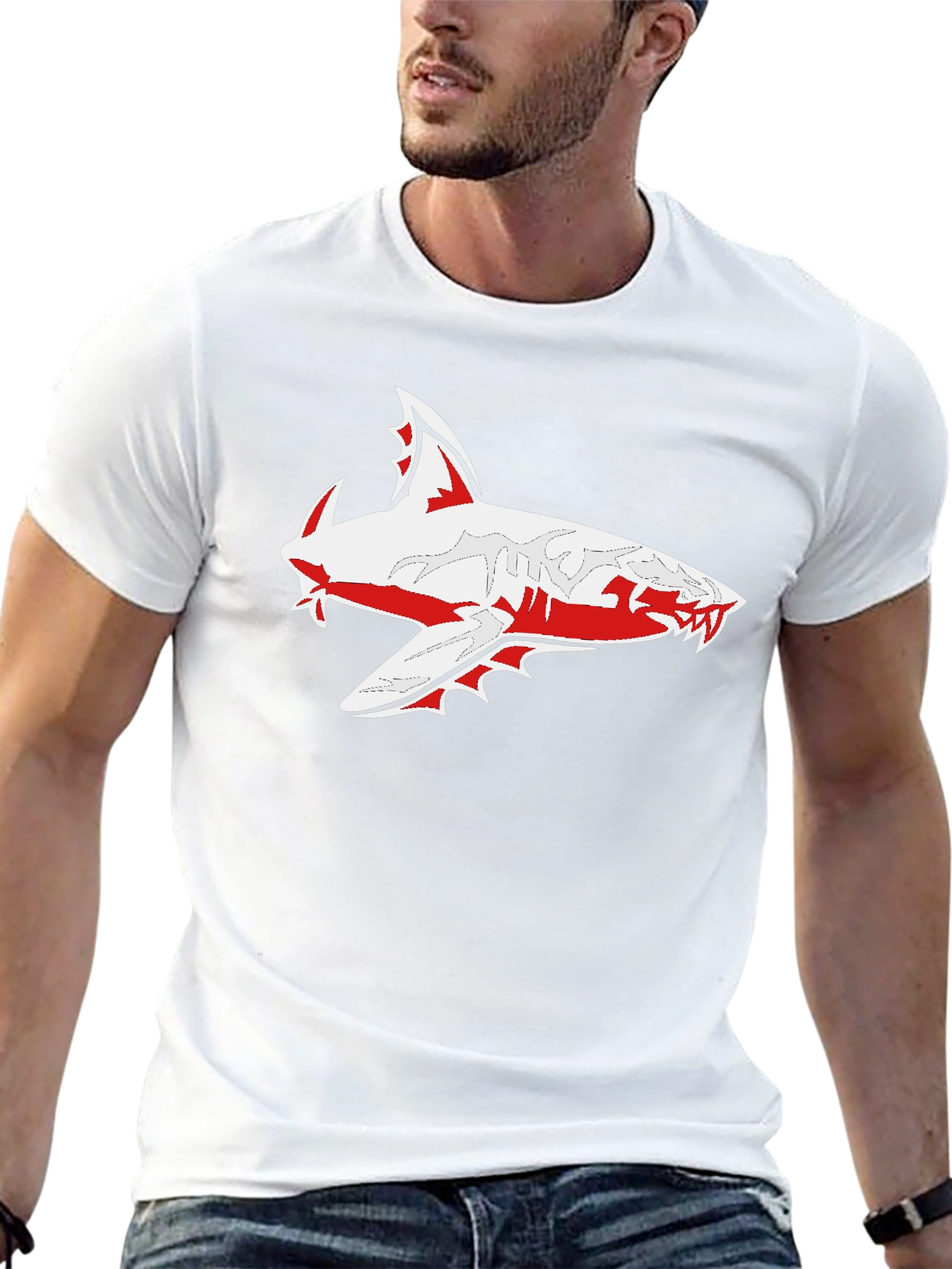 Shark Graphic Black Tee - Bold and Stylish