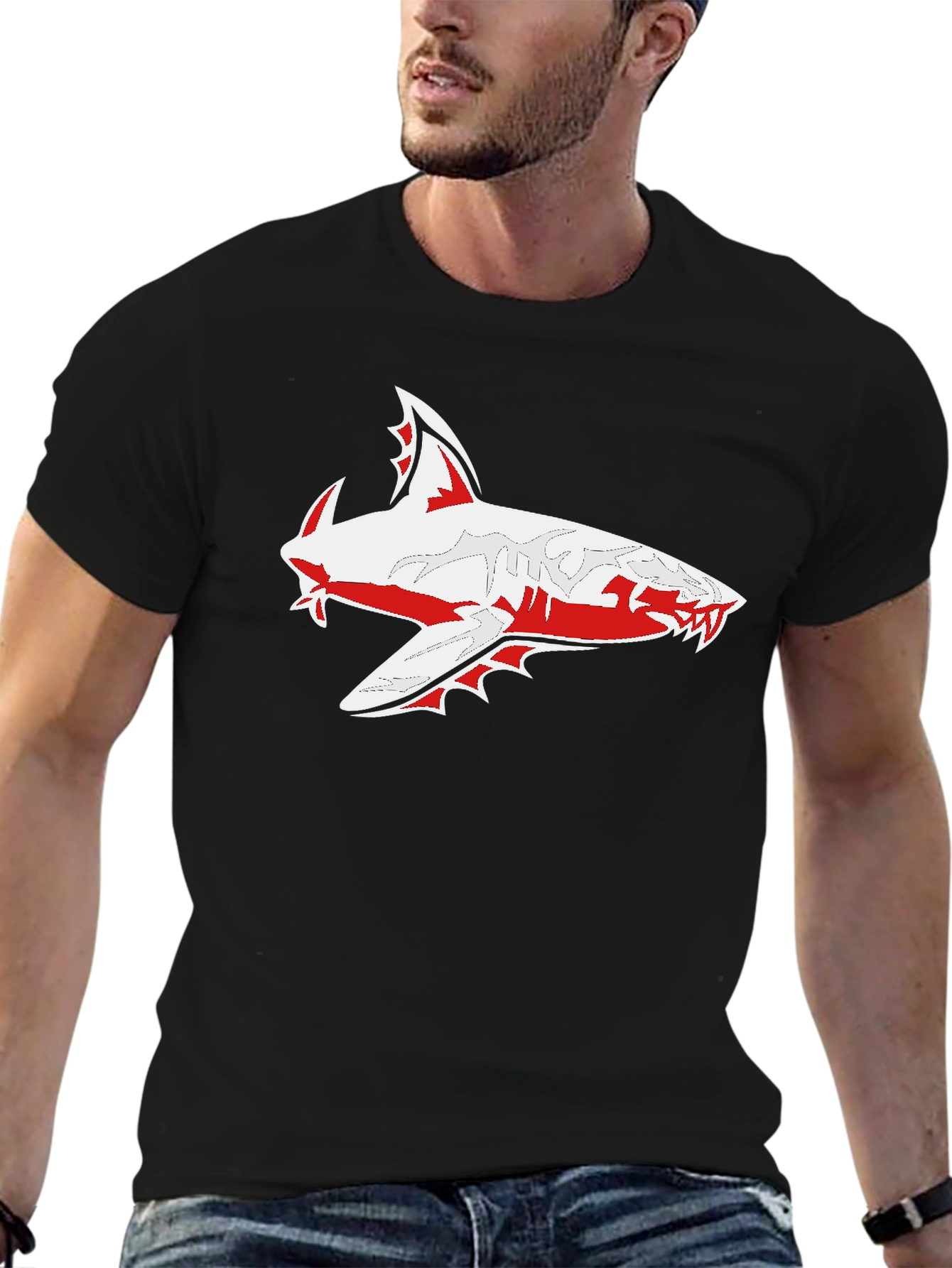 Shark Graphic Black Tee - Bold and Stylish