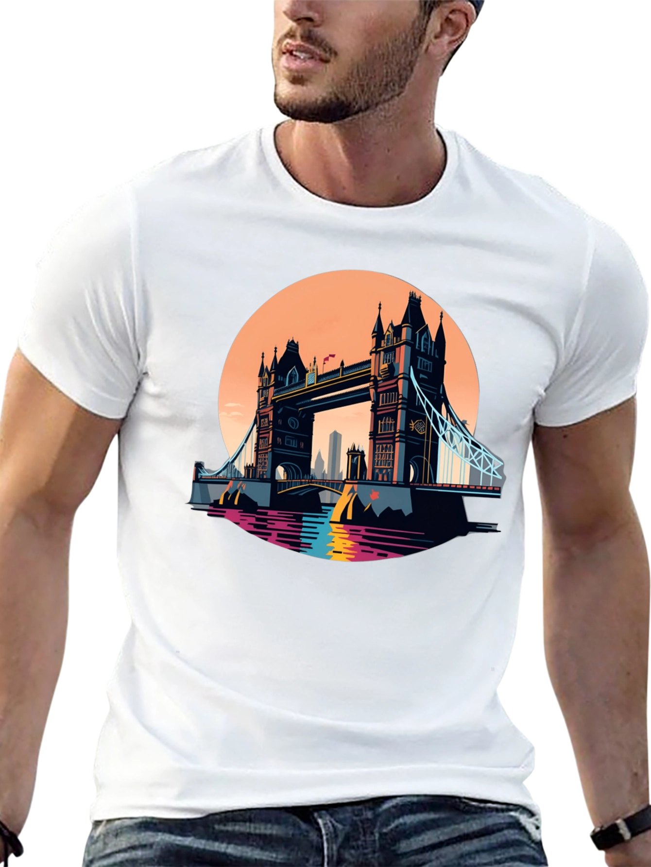 Tower Bridge London Graphic Tee - Retro Cityscape Shirt