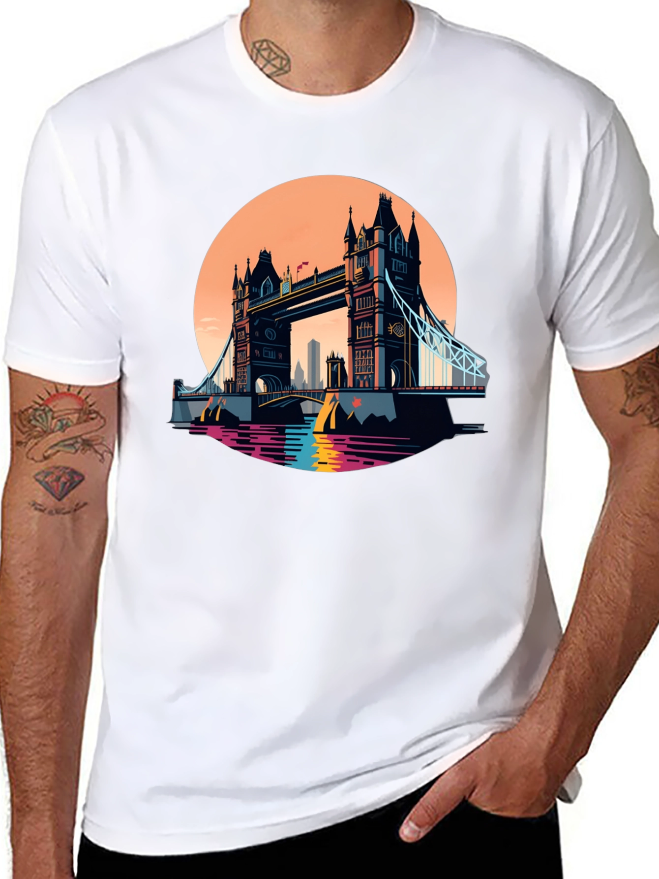 Tower Bridge London Graphic Tee - Retro Cityscape Shirt