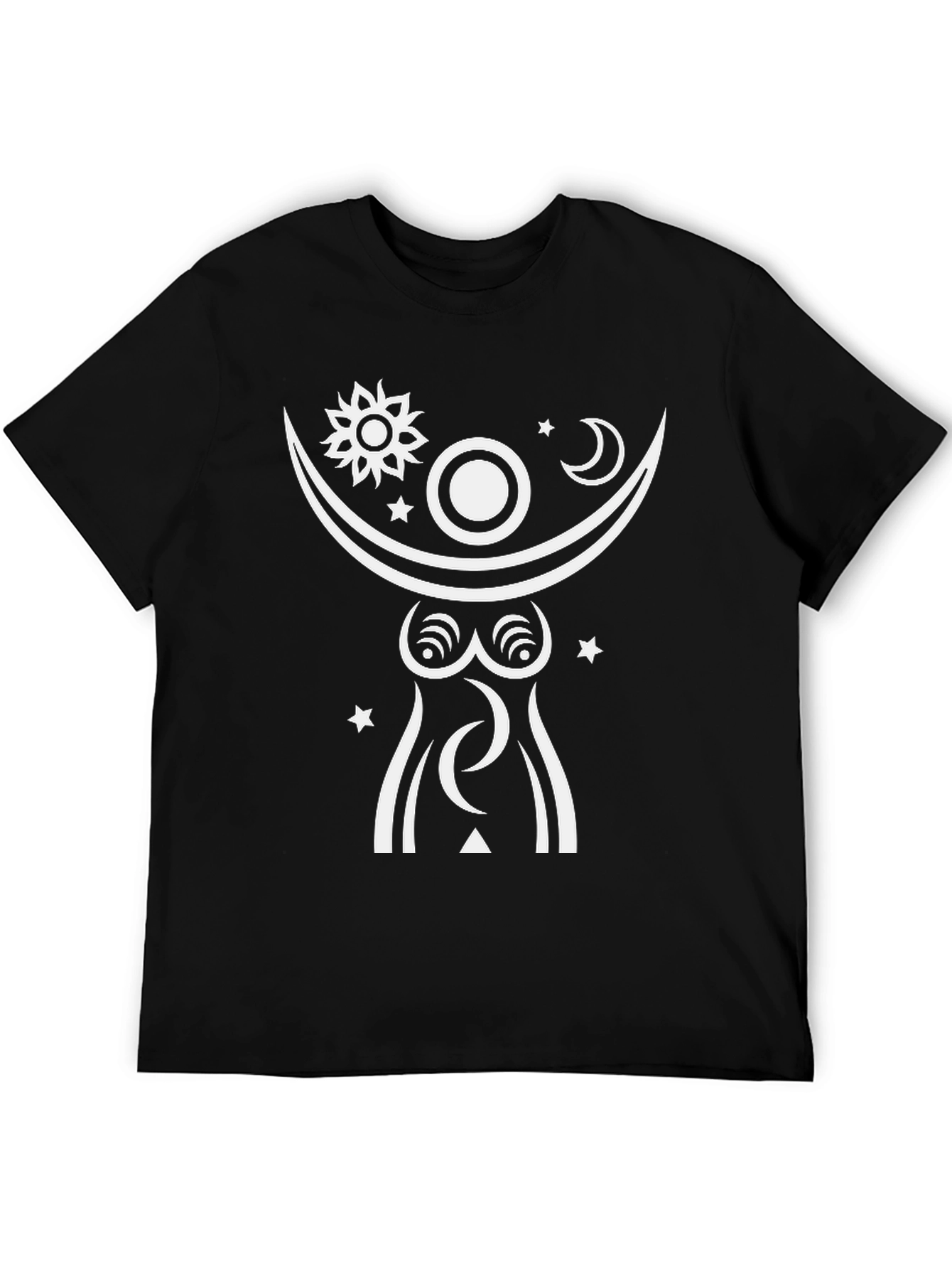 Celestial Goddess Graphic Tee - Black Cotton Shirt