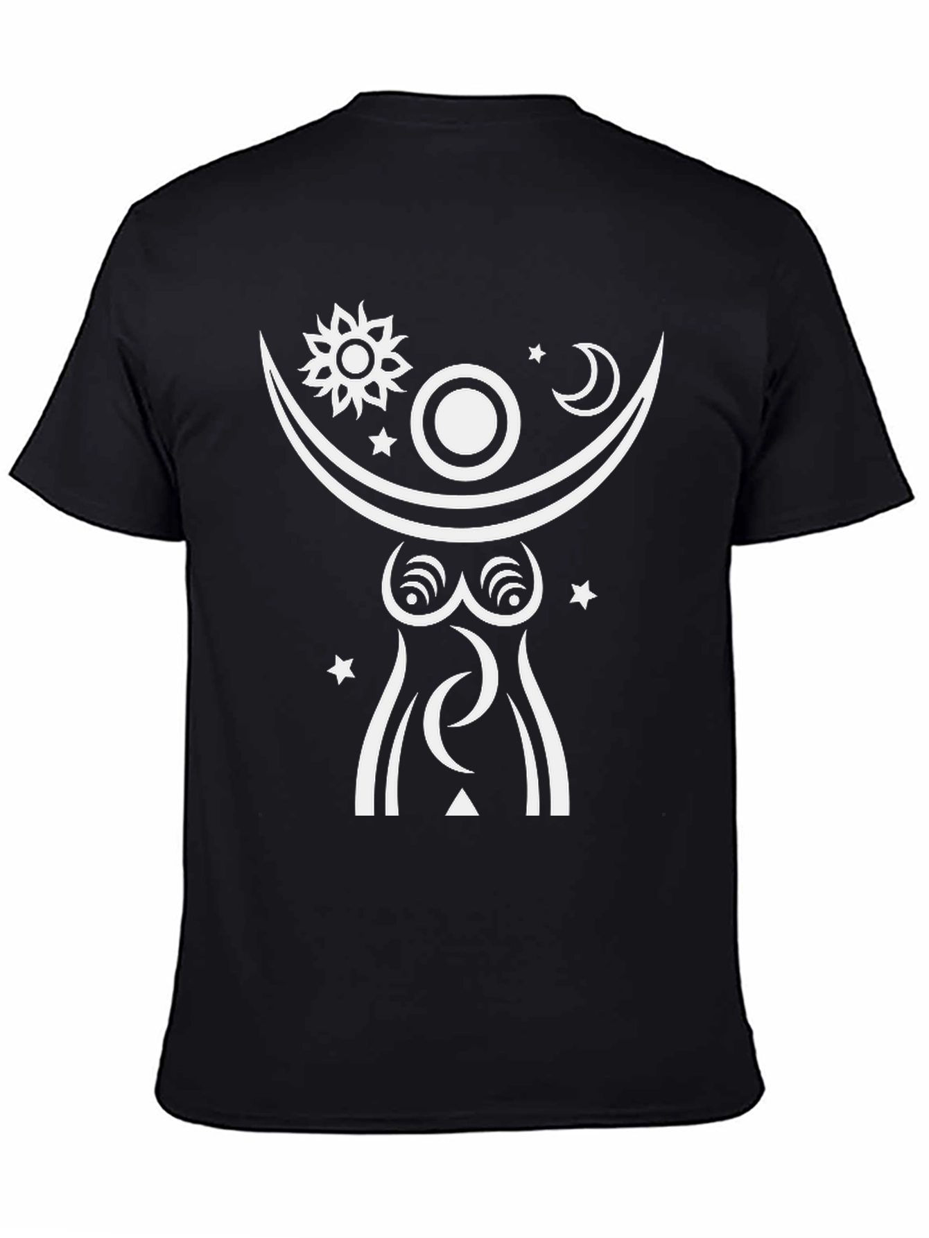 Celestial Goddess Graphic Tee - Black Cotton Shirt