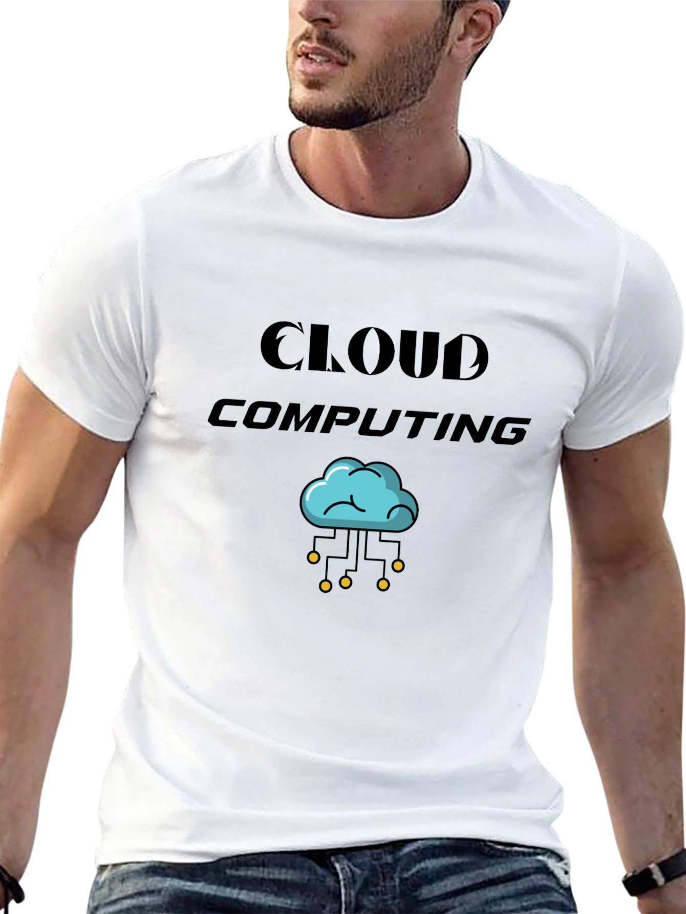 Cloud Computing Graphic Tee - Black Cotton T-Shirt