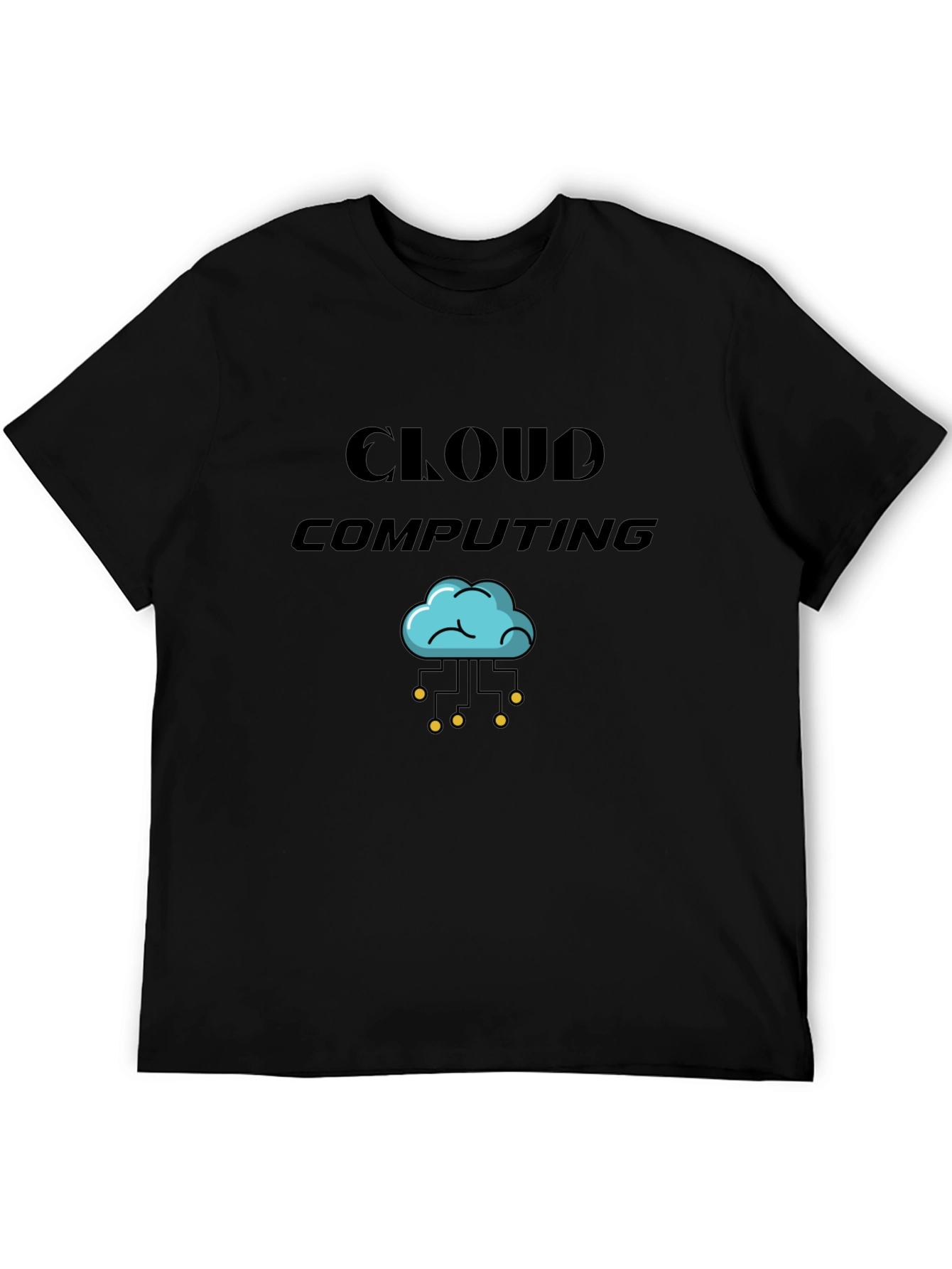 Cloud Computing Graphic Tee - Black Cotton T-Shirt