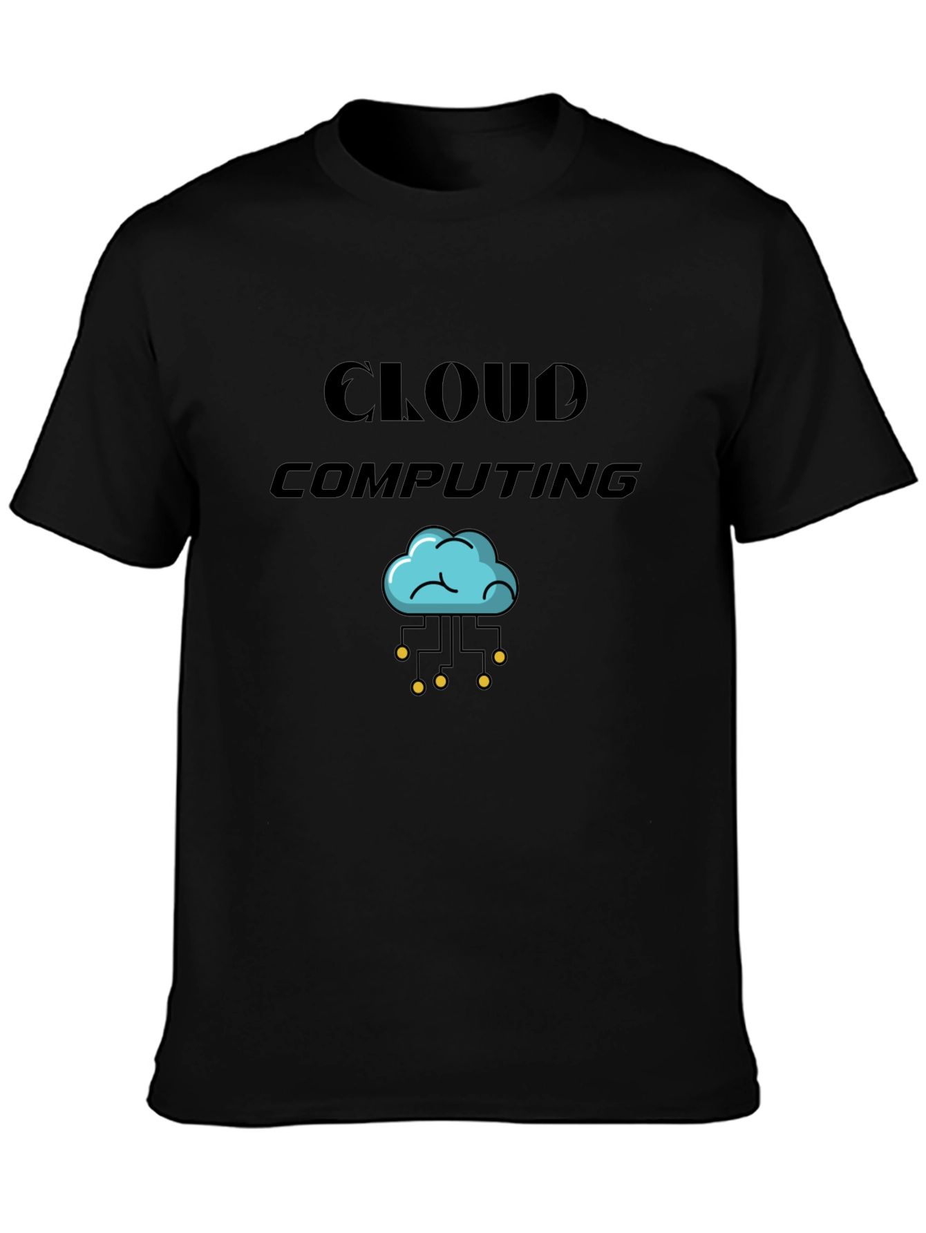 Cloud Computing Graphic Tee - Black Cotton T-Shirt
