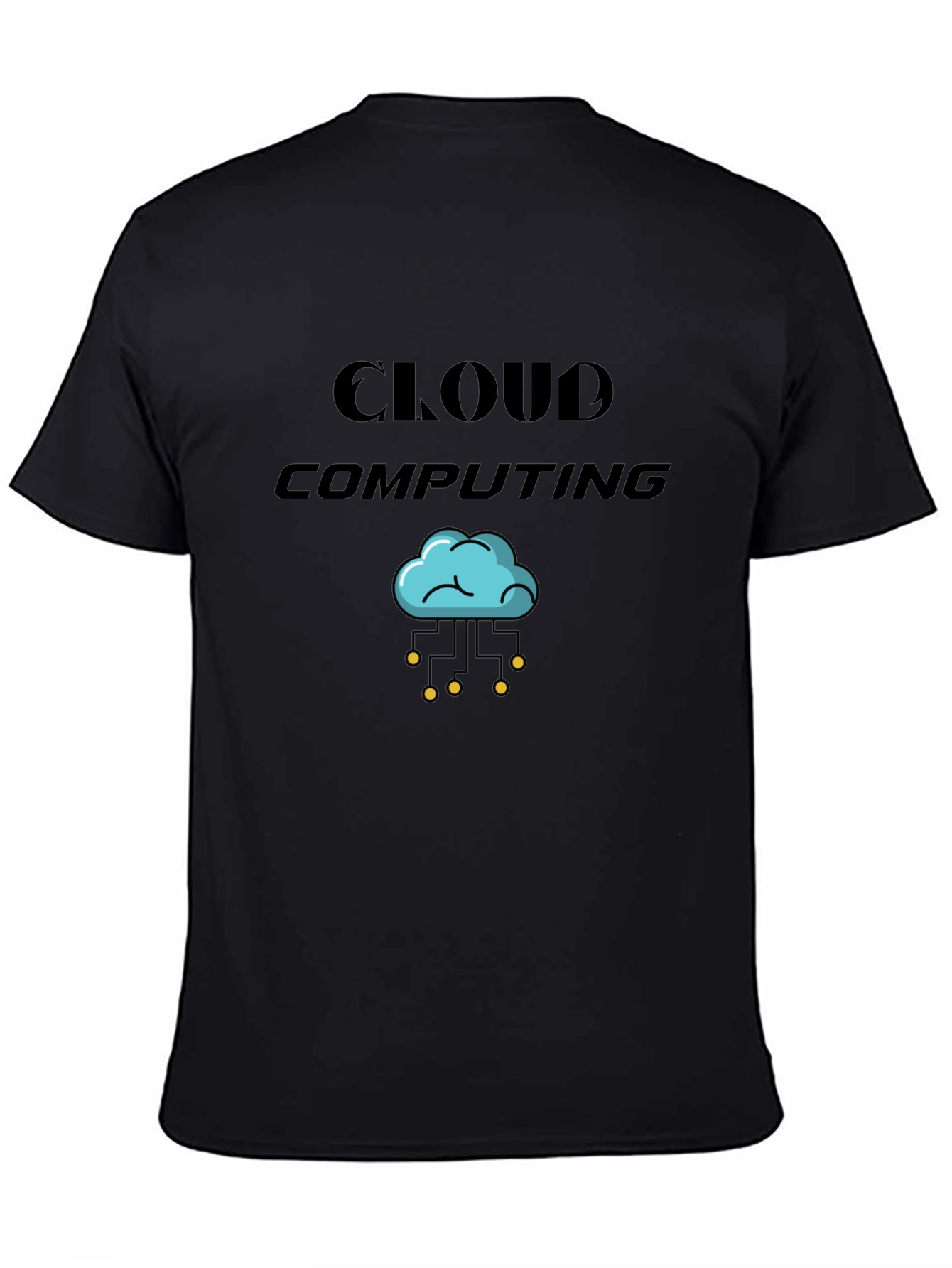 Cloud Computing Graphic Tee - Black Cotton T-Shirt