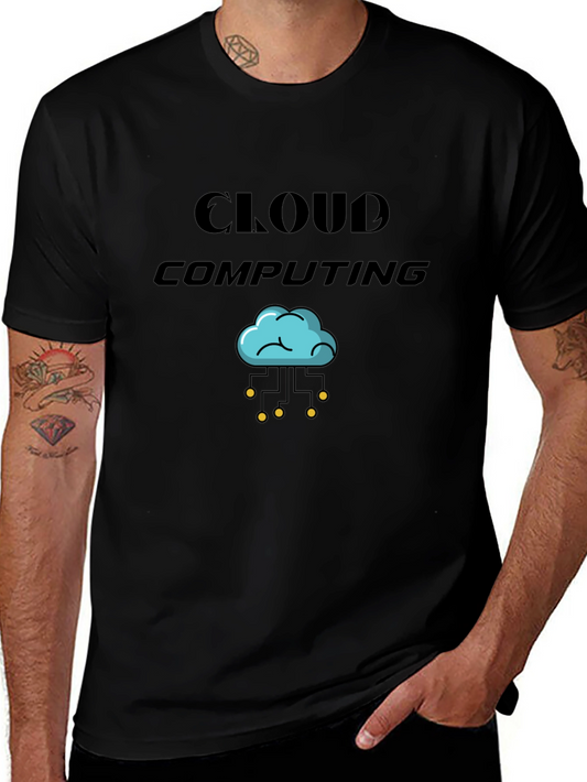 Cloud Computing Graphic Tee - Black Cotton T-Shirt