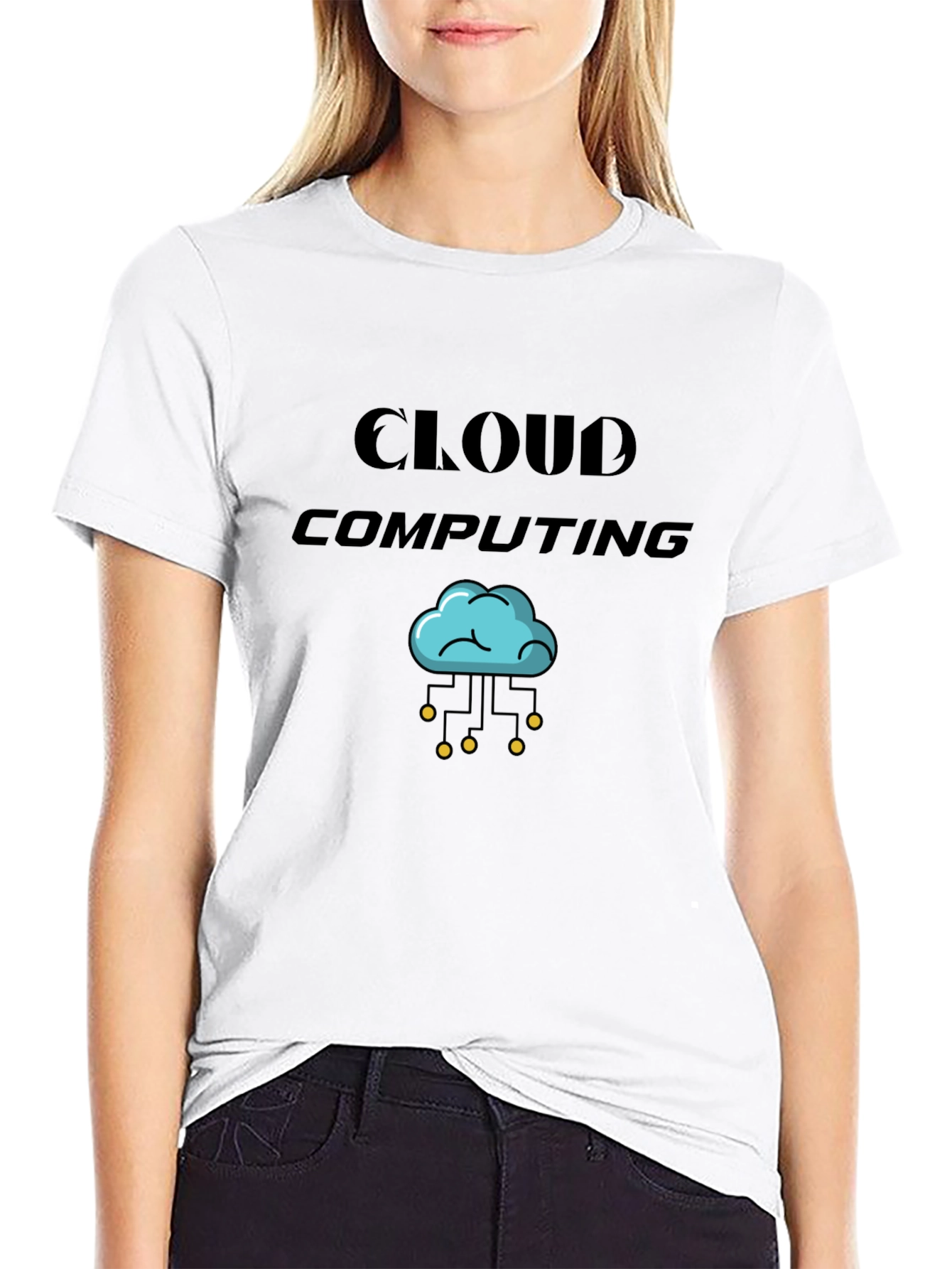 Cloud Computing Graphic Tee - Black Cotton T-Shirt