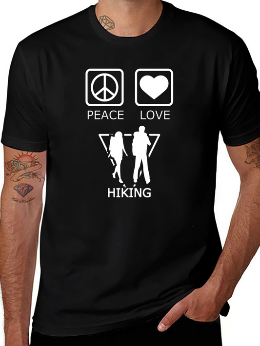 Peace Love Hiking T-Shirt - Black Graphic Tee