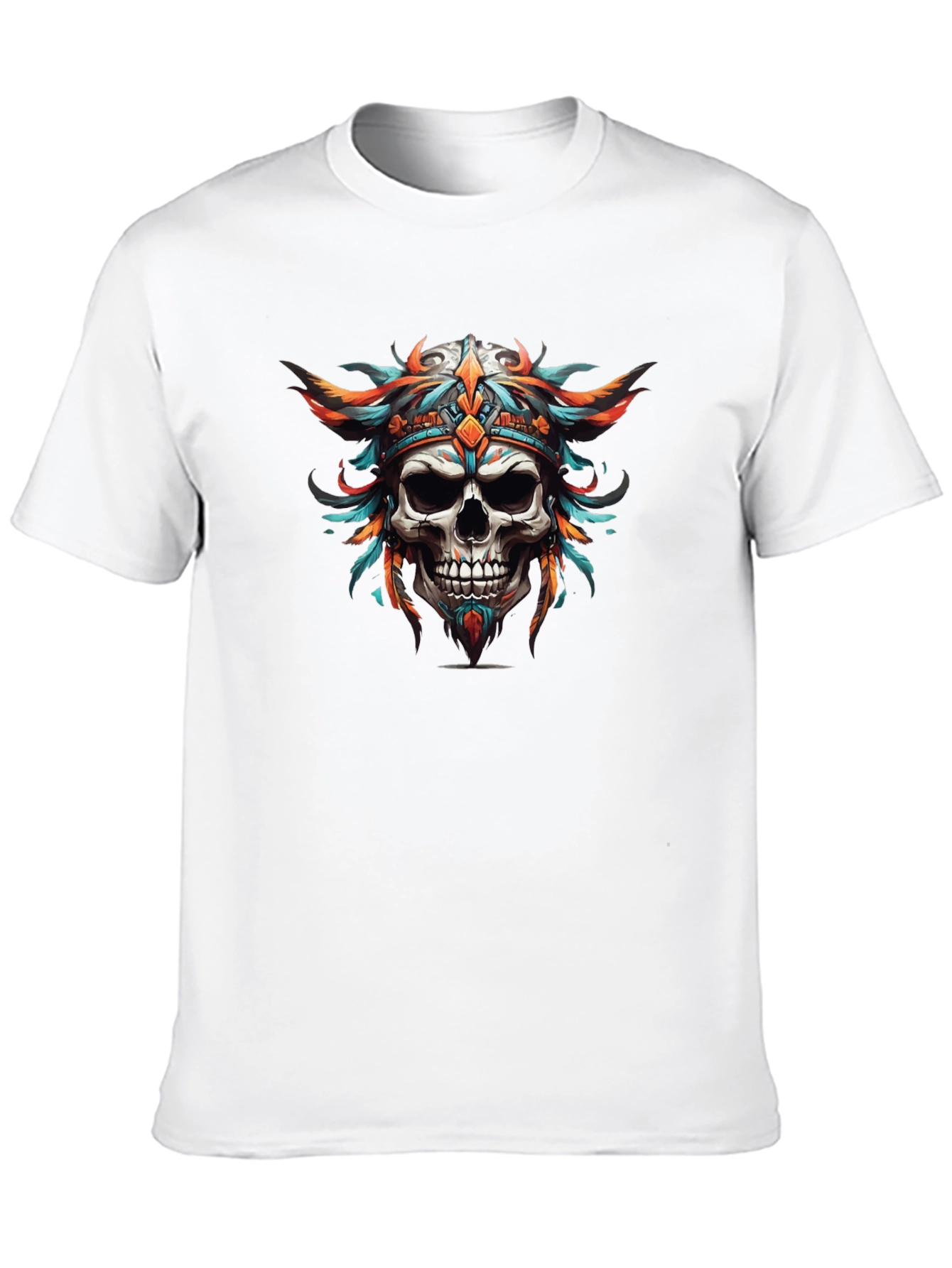 Skull Headdress Graphic Print Black T-Shirt
